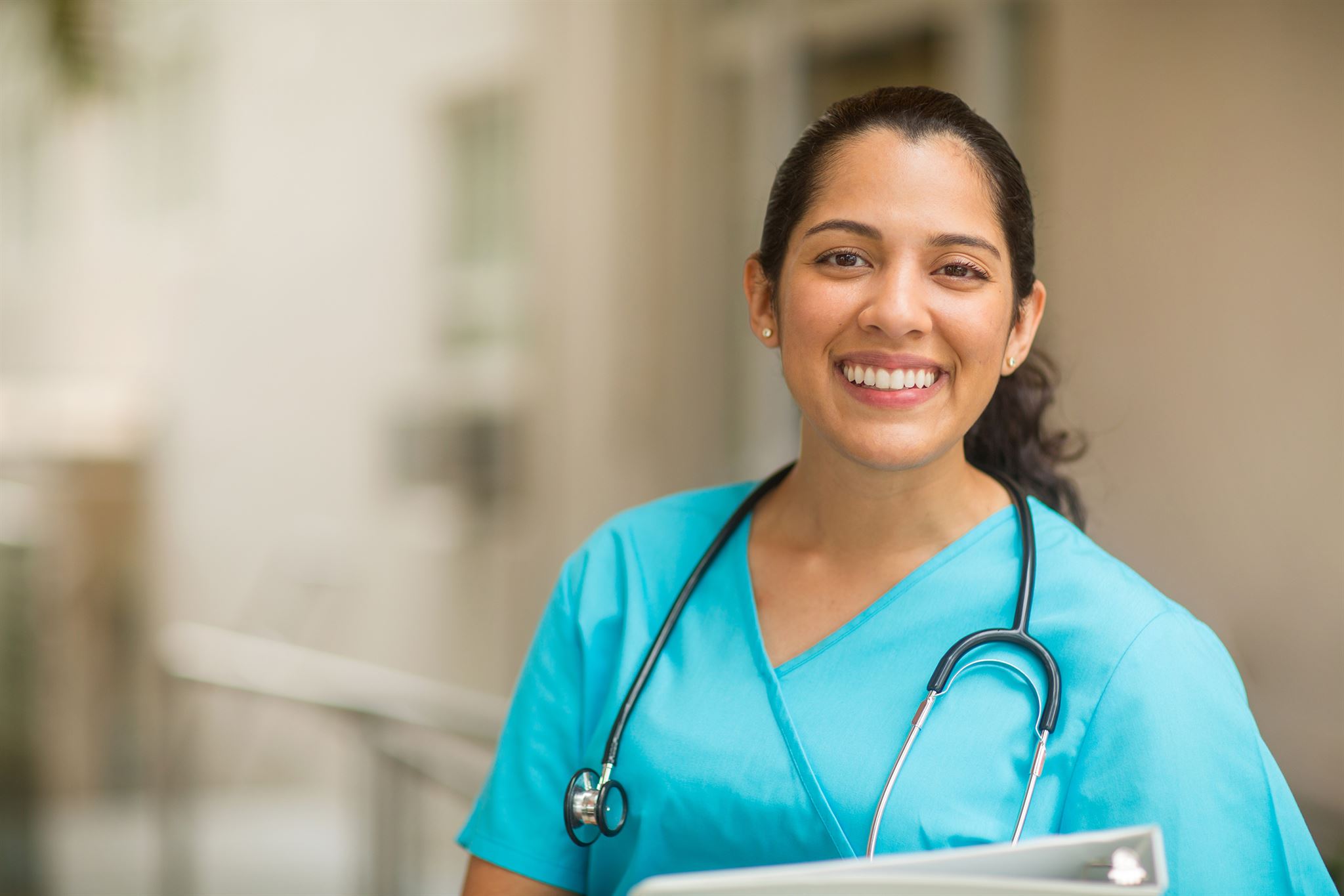 Woman-wearing-a-stethoscope-around-her-neck